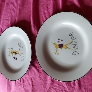 2 Pottery Barn reindeer plates